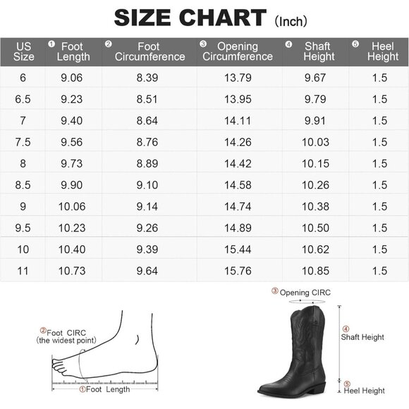 🆕Mysoft Cowboy Heel Boots Women Black PU Embroidered Mid-Calf Pointed Toe - Picture 7 of 7